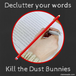 Declutter your words. Kill the Dust Bunnies. www.clairewade.com