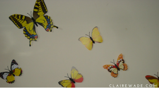 Yellow butterflies - Butterfly Wall Art DIY Craft project in under 20 minutes clairewade.com