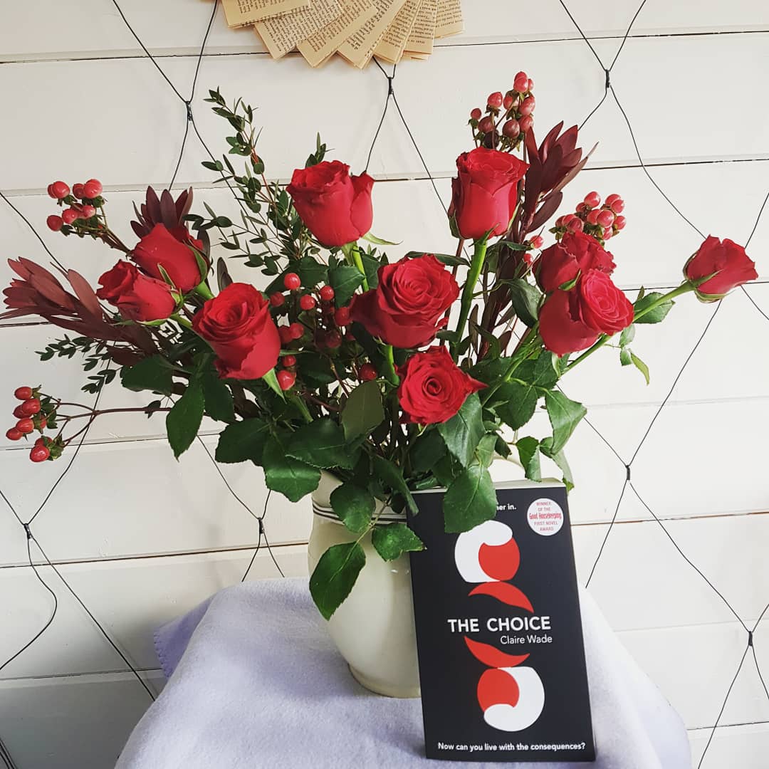 A gorgeous bouquet of  red roses from my editor and the team at Orion. They coordinated perfectly with The Choice cover.
